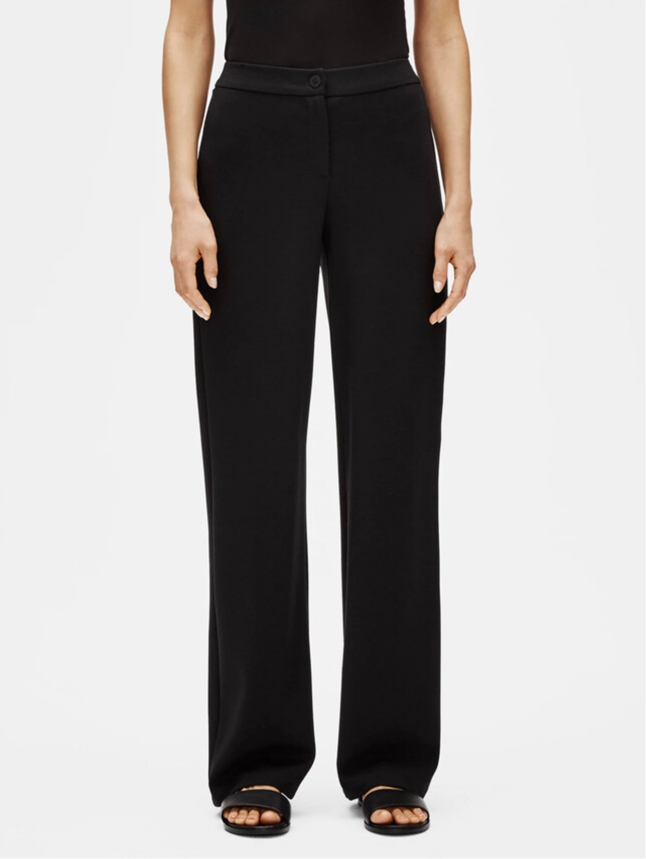 Eileen Fisher "Flex Tencel Ponte Straight Pant in Black" (Size M)