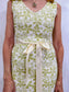 Sweet Chemise Green Floral Dress with Satin Belt (Size S)