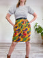 Vintage Silk Shell Print Wrap Skirt (Size L)