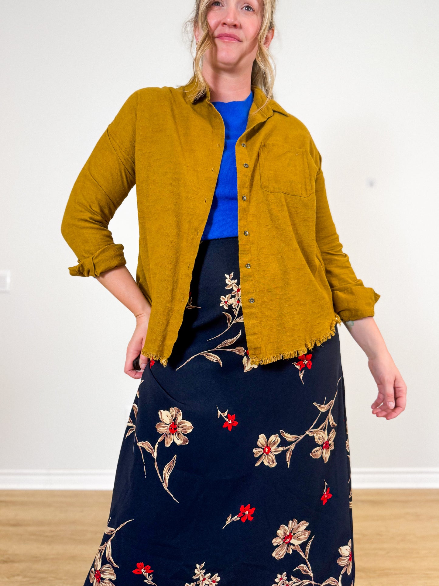Billabong Cotton Blouse in Mustard (Size S/M)