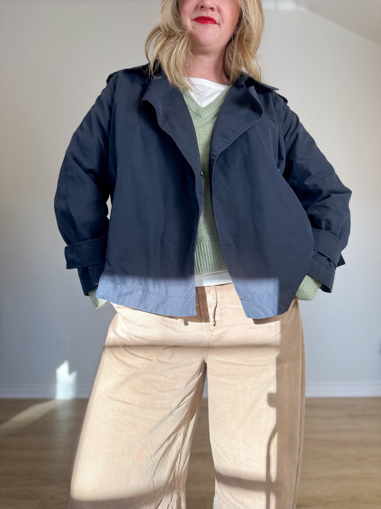 Massimo Duttio Short Trench Coat in Navy (Size M/L)