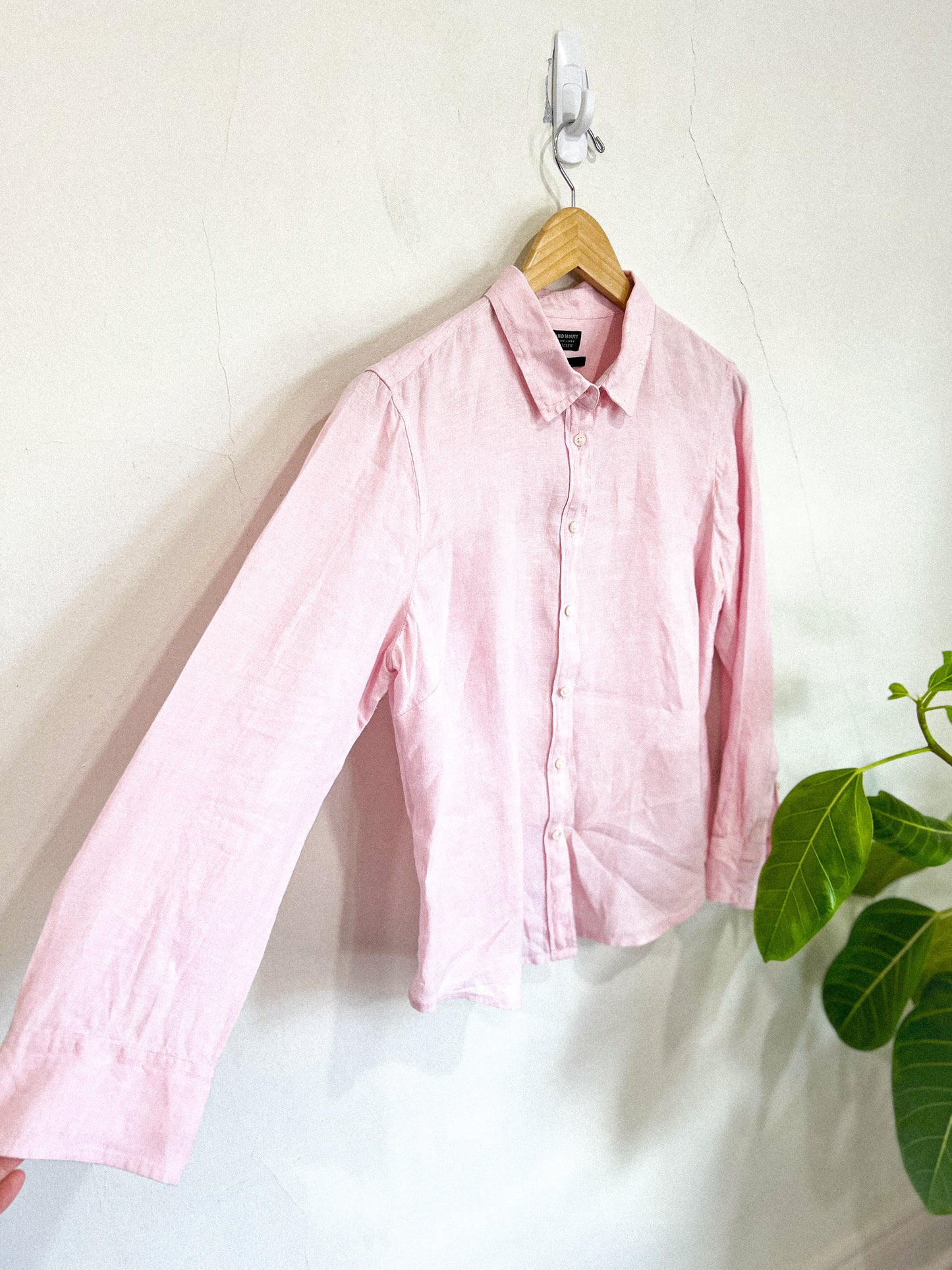 J.Crew Pink Linen Button Down (Size 12P)