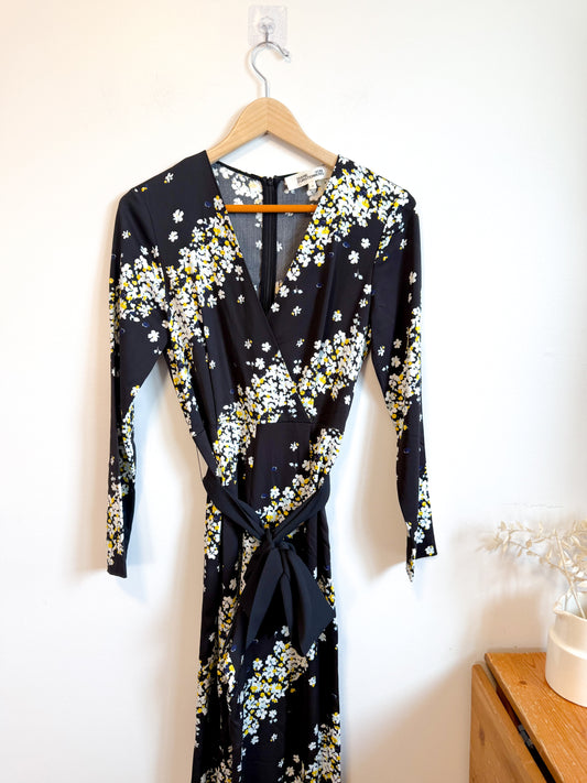 Diane Von Furstenberg Designer Long Sleeve Floral Jumpsuit (Size S)