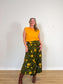 Vintage Floral Skirt in Green / Mustard (Size L/XL)