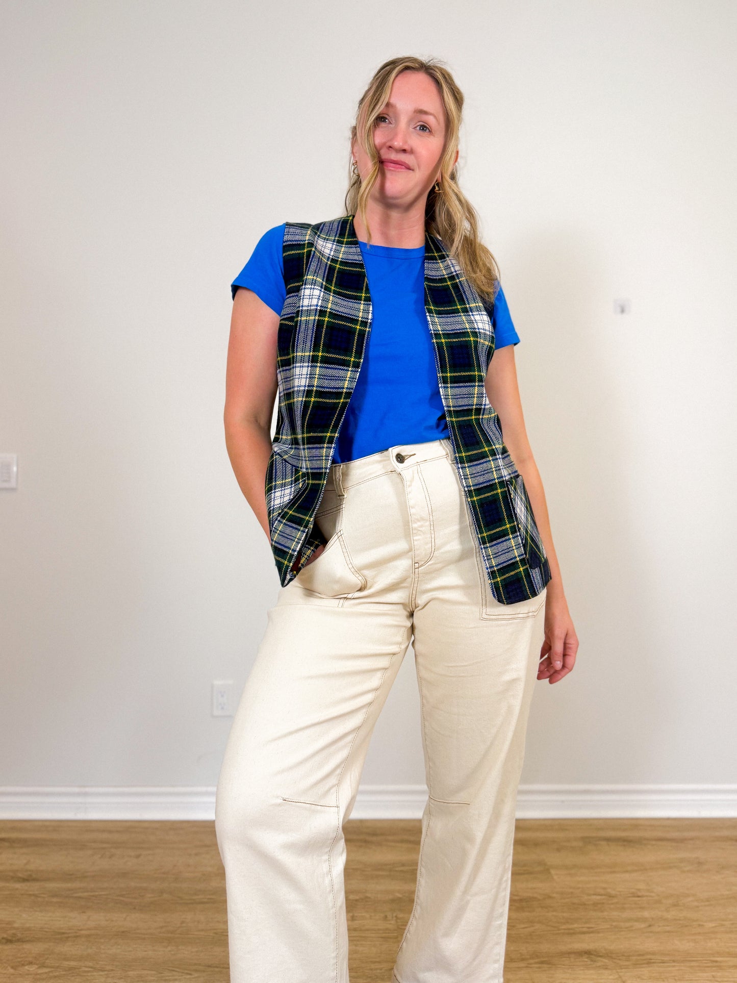 Vintage Plaid Wool Vest (Size M/L)