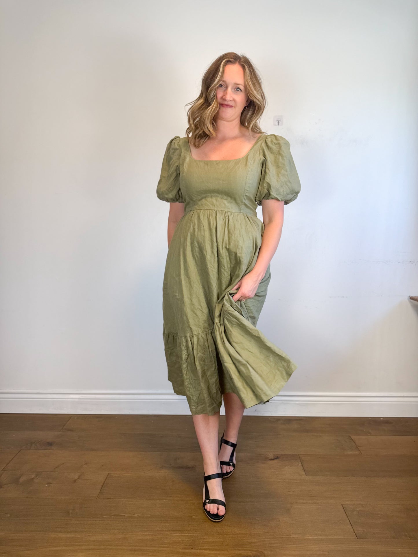 Wilfred "Ascot Linen Dress in Sage Green" (Size 12)