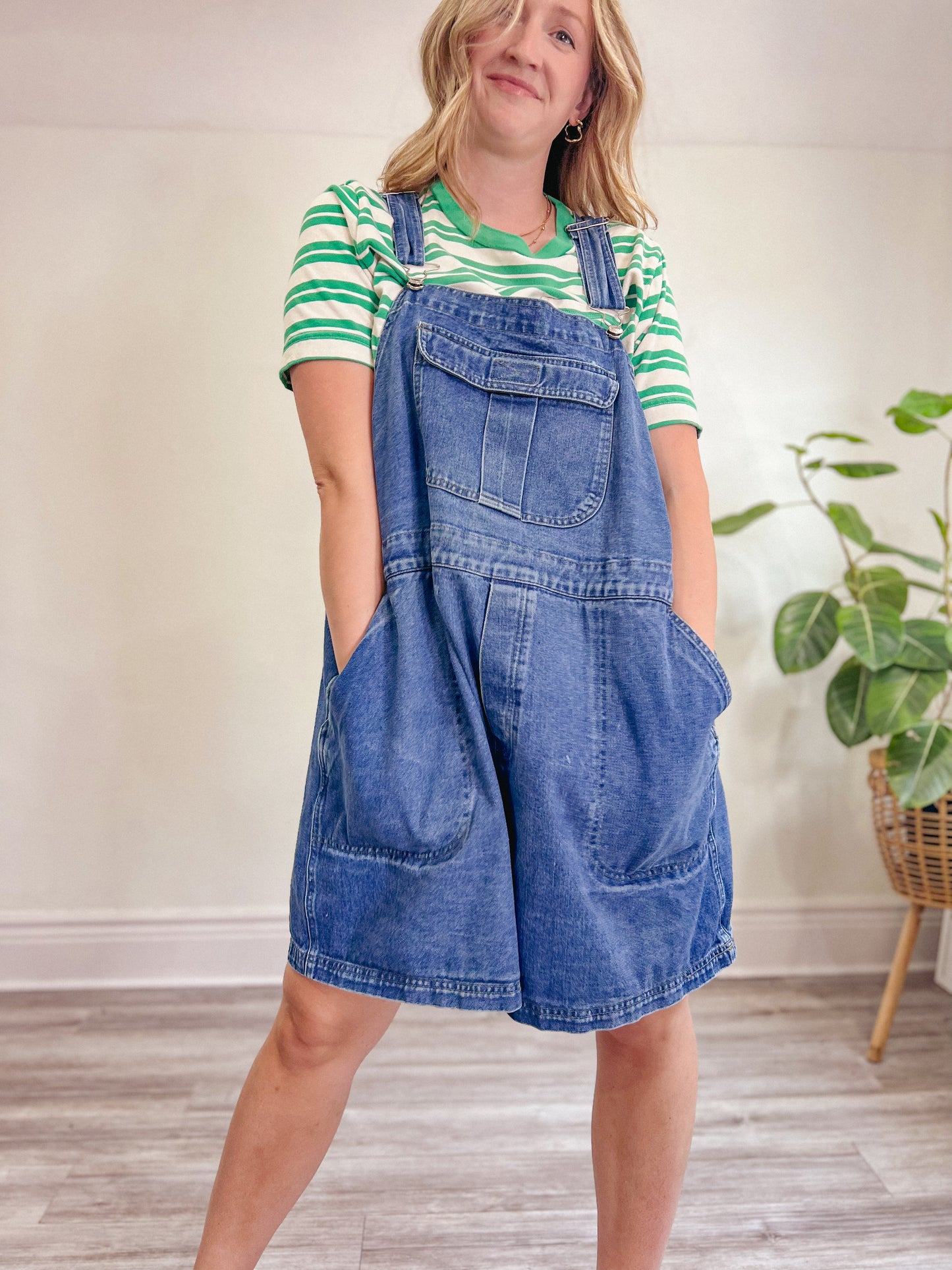 Vintage Short Denim Overalls (Size XXL)