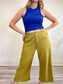 Back Beat Rags Slow Fashion Wide Leg Cropped Pants in Green (Size XL)