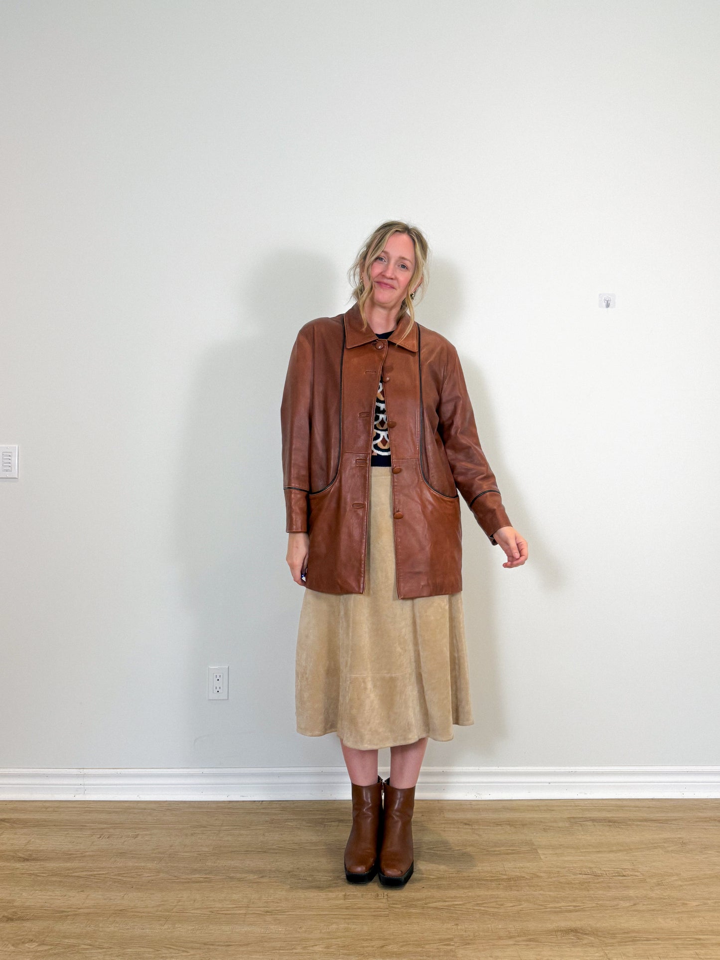 Vintage Bertanni Leather Jacket in Brown (Size L)
