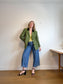 Vintage Green Tweed Skirt Suit (Size L)