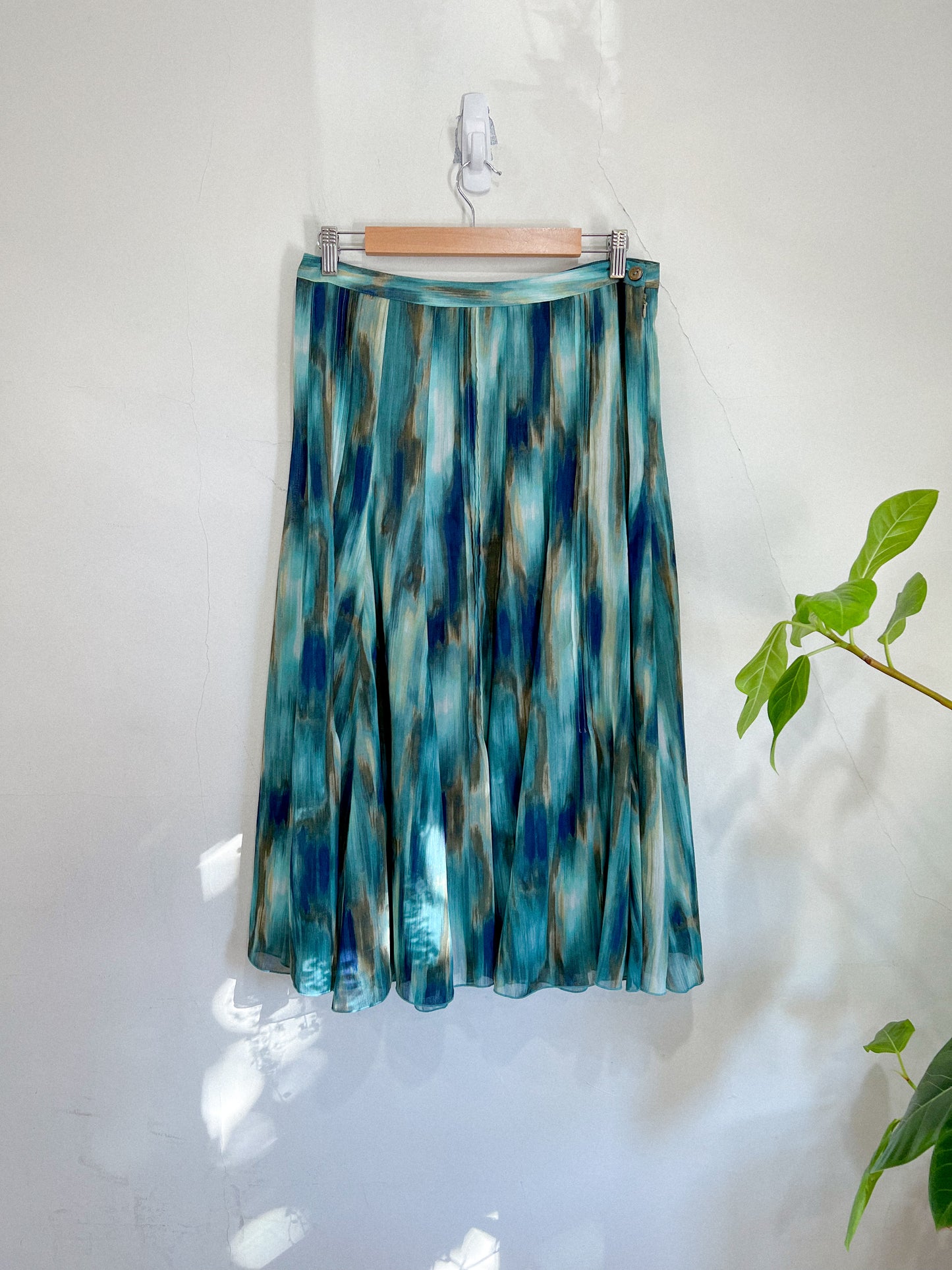 Multi-Colour Teal Flowing Midi Skirt (Size M/L)