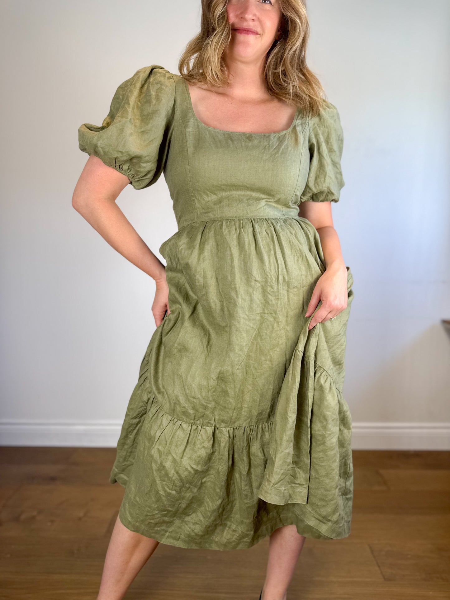 Wilfred "Ascot Linen Dress in Sage Green" (Size 12)