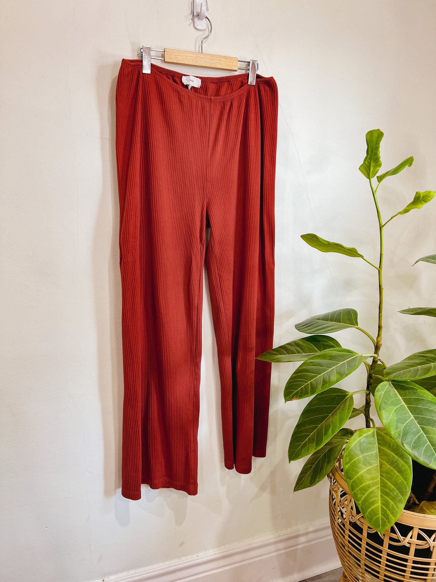 KOTN Terracotta Ribbed Loungewear Pants (Size XXL)