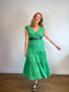 Charlie Paige Print Midi Dress in Green (Size M)