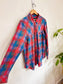 Hurley Plaid Button Down in Blue/Red (Size L)