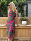 FARM RIO "Leaves Midi Dress in Hot Pink/Green" (Size S)