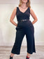 Smash & Tess "Tuesday Wide Leg Romper in Midnight Black" (Size S)