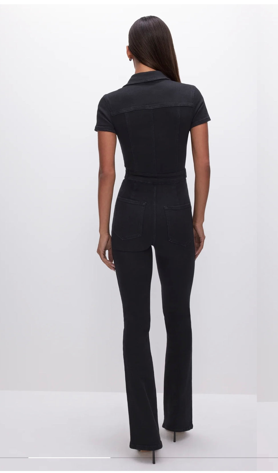 Good American "Fit for Success Bootcut Jumpsuit in Black" (Size S)