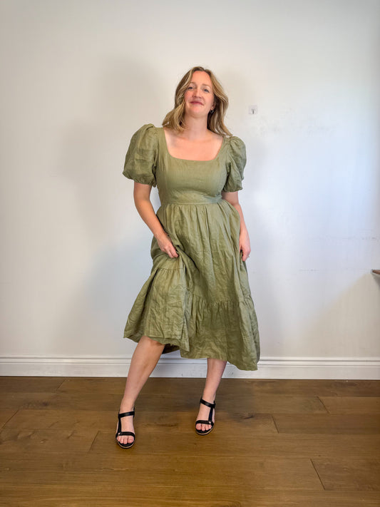 Wilfred "Ascot Linen Dress in Sage Green" (Size 12)