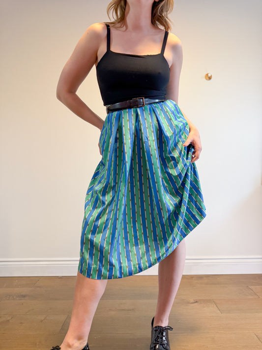 Vintage 1970s John Meyer Striped Midi Skirt (Size M)