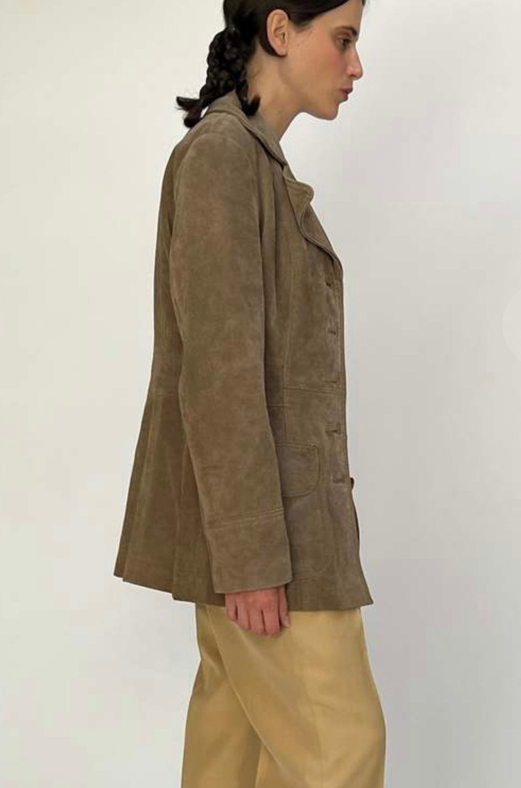 Vintage DKNY Suede Leather Jacket in Hazelnut (Size S)