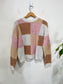 MINKPINK Checkered Sweater in Brown/Pink/White (Size S)