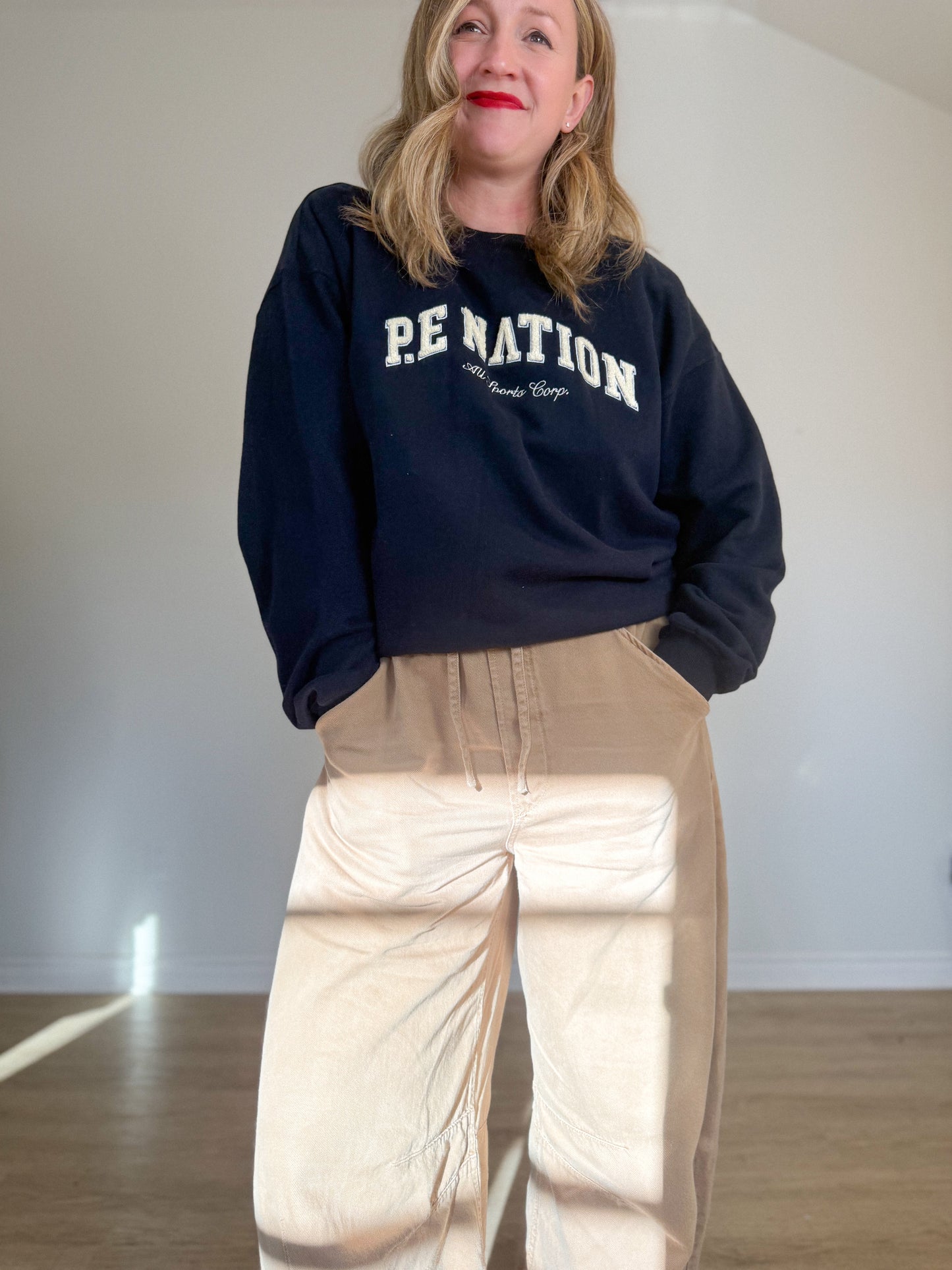 PE Nation Crewneck in Navy (Size XS-M)