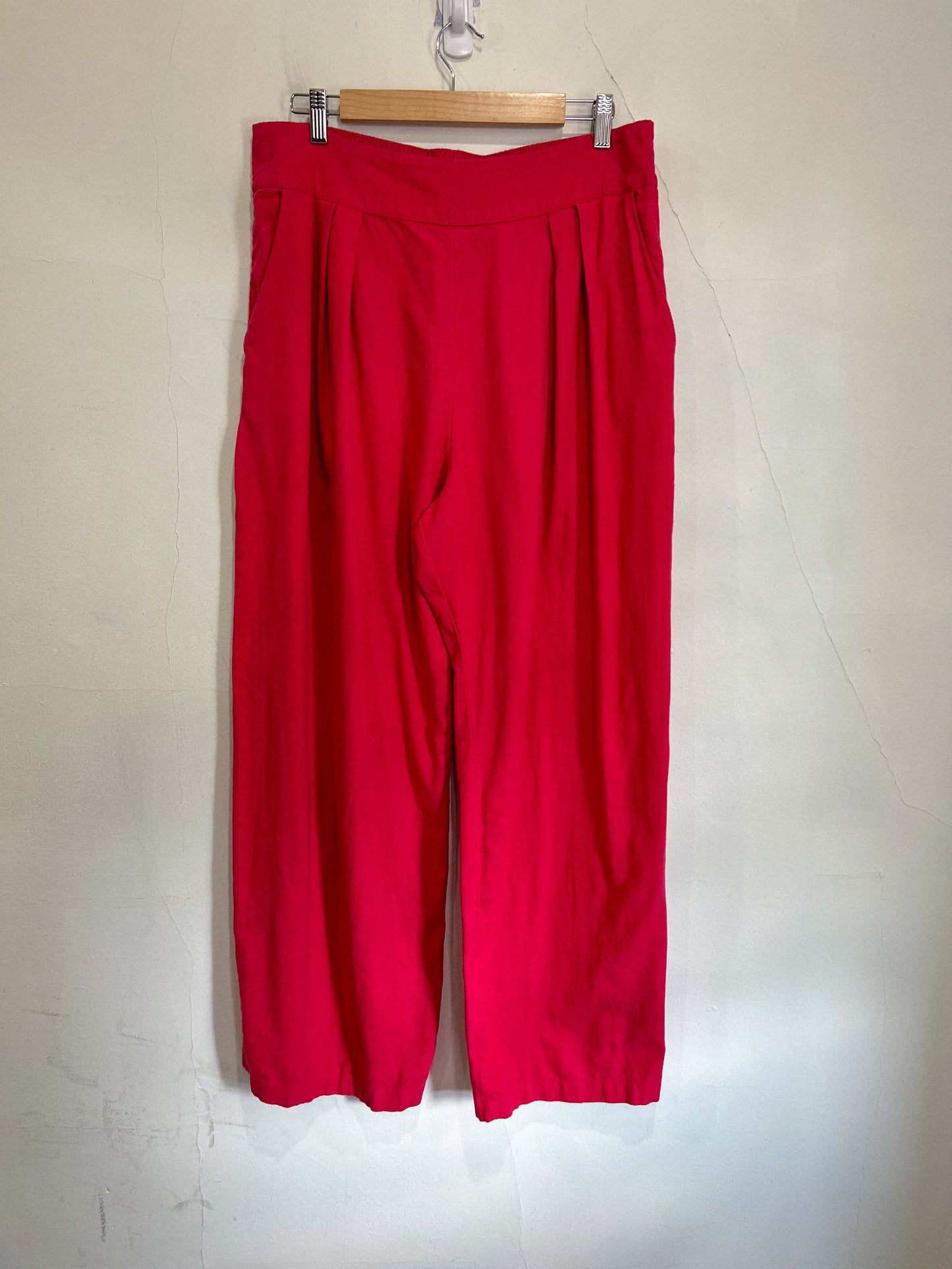 Abercrombie & Fitch Wide Leg Linen Pants in Red (Size L)