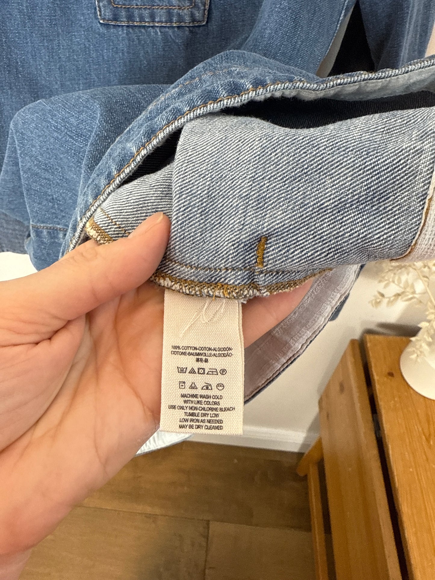 Free People " Dreaming of Denim Tunic Dress" (Size M)