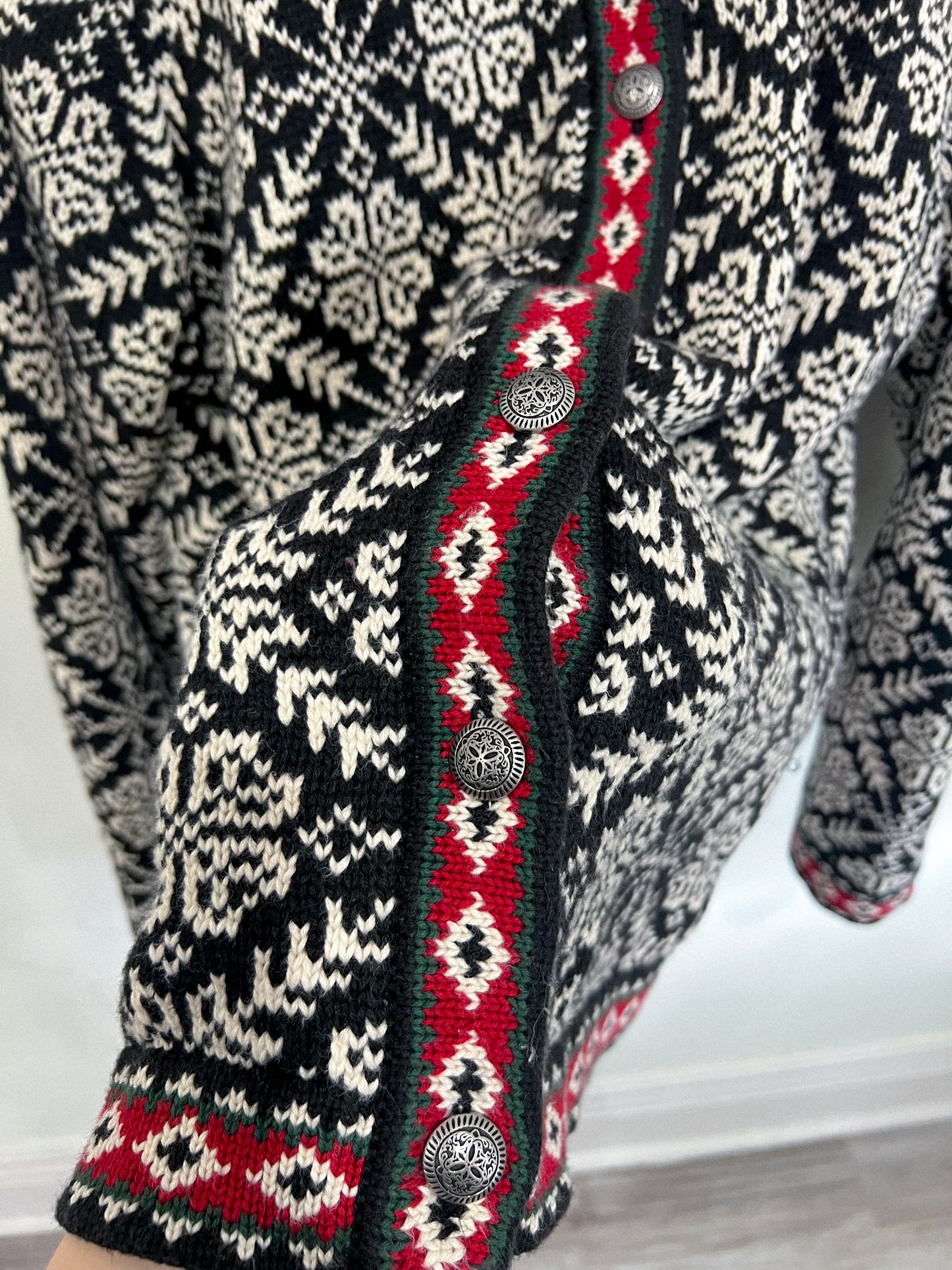 Vintage L.L.Bean Nordic Snowflake Cardigan (Size 2XL)