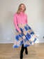 Paul Smith "Pleated Skirt in Blue/Taupe Floral" (Size S)