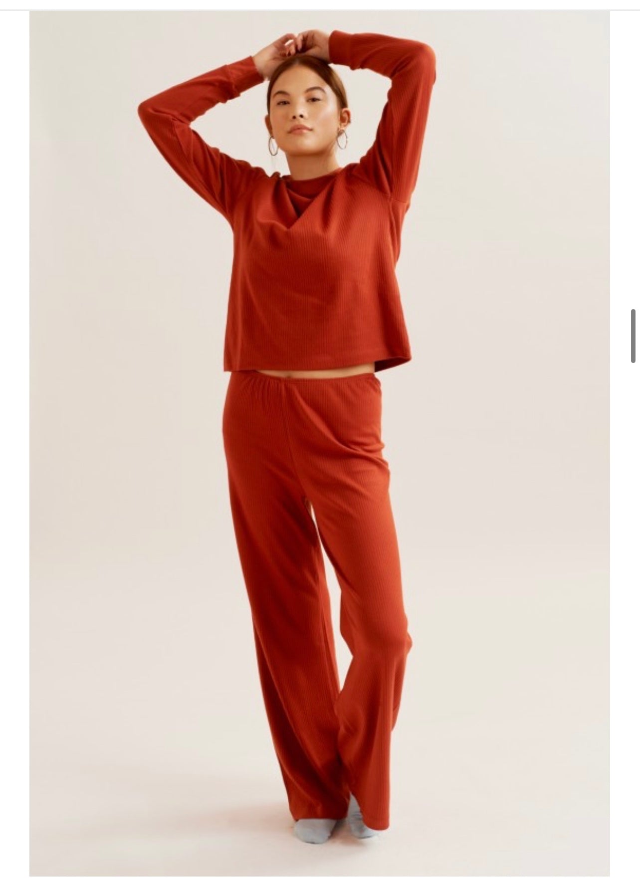 KOTN Terracotta Ribbed Loungewear Pants (Size XXL)