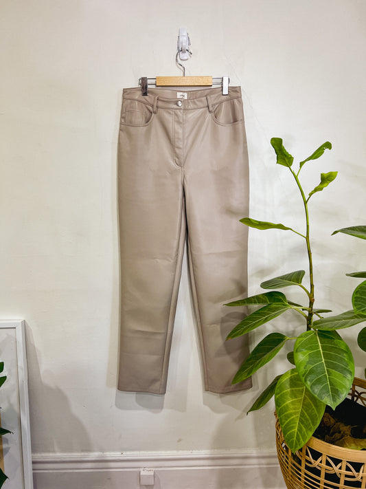 Wilfred Light Grey Faux Leather "Melina Pant" (Size 12)