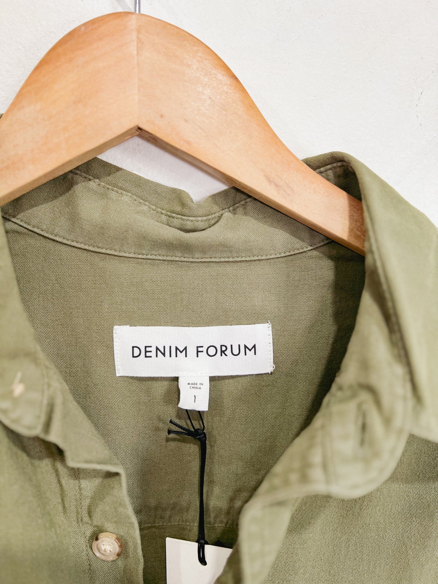 Denim Forum "The Sade Shirt" In Olive Leaf Green NWT (Size XS/S)