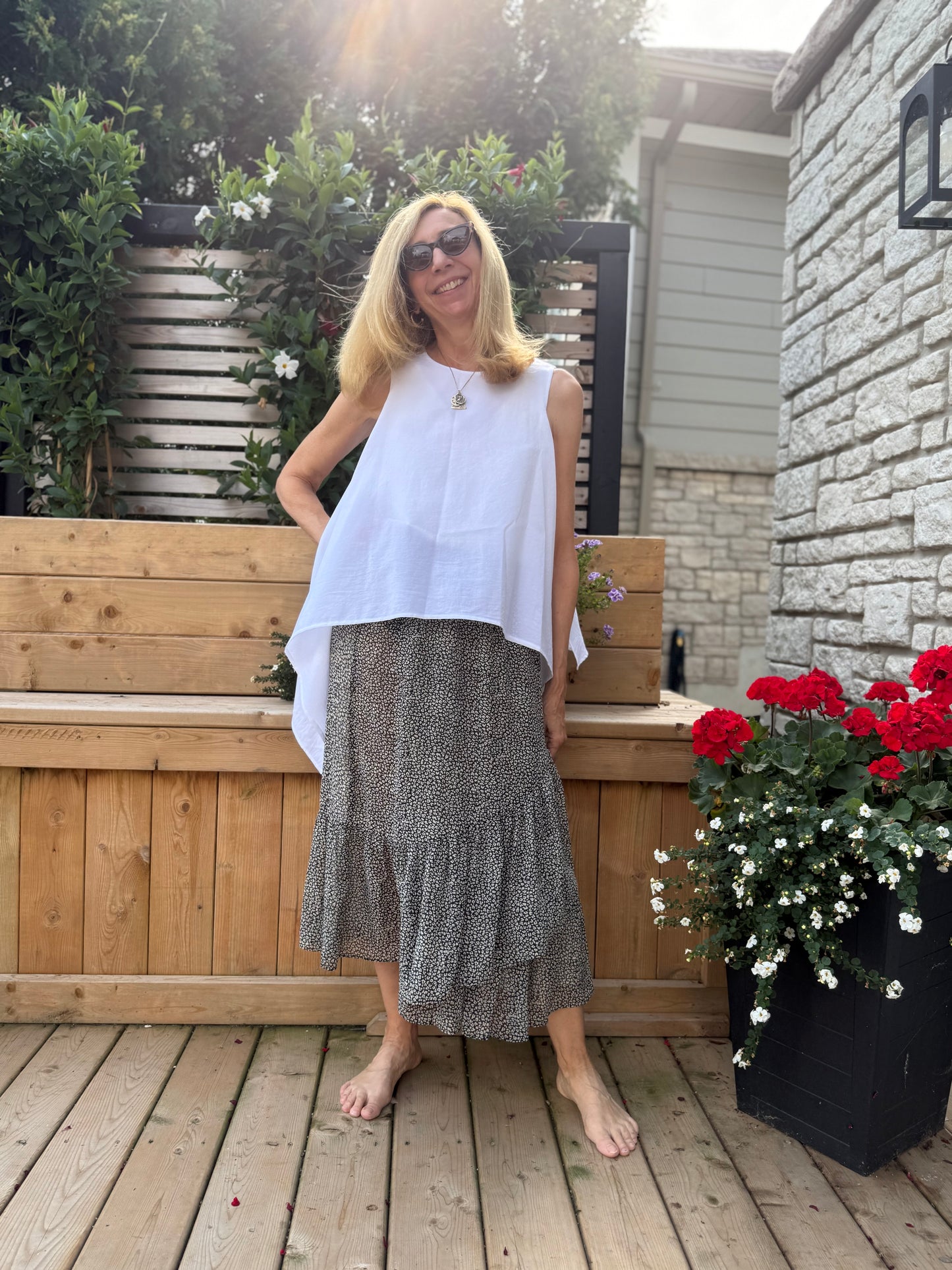 COS White Sleeveless Blouse with Asymetrical Wings (Size XS/S)