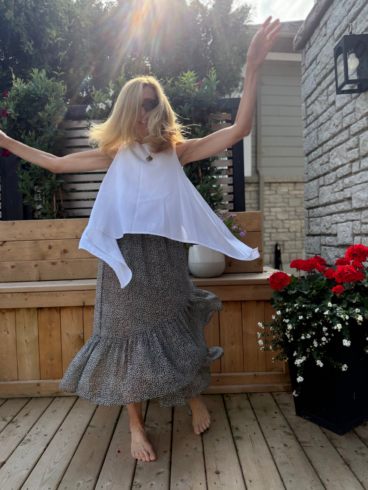 COS White Sleeveless Blouse with Asymetrical Wings (Size XS/S)