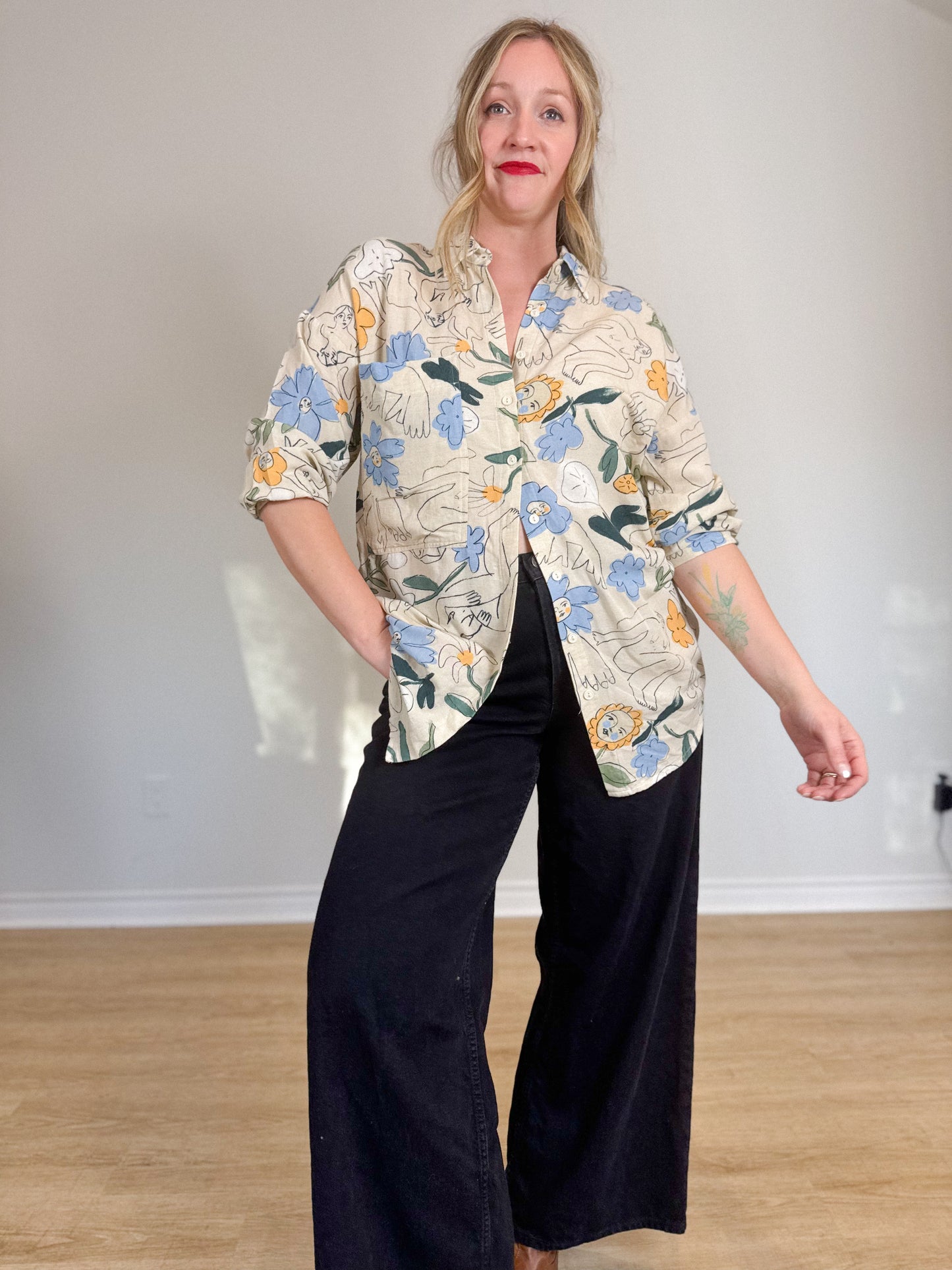 Eve Gravel Sustainable "Romy Shirt in Filles Fleurs" (Size M)