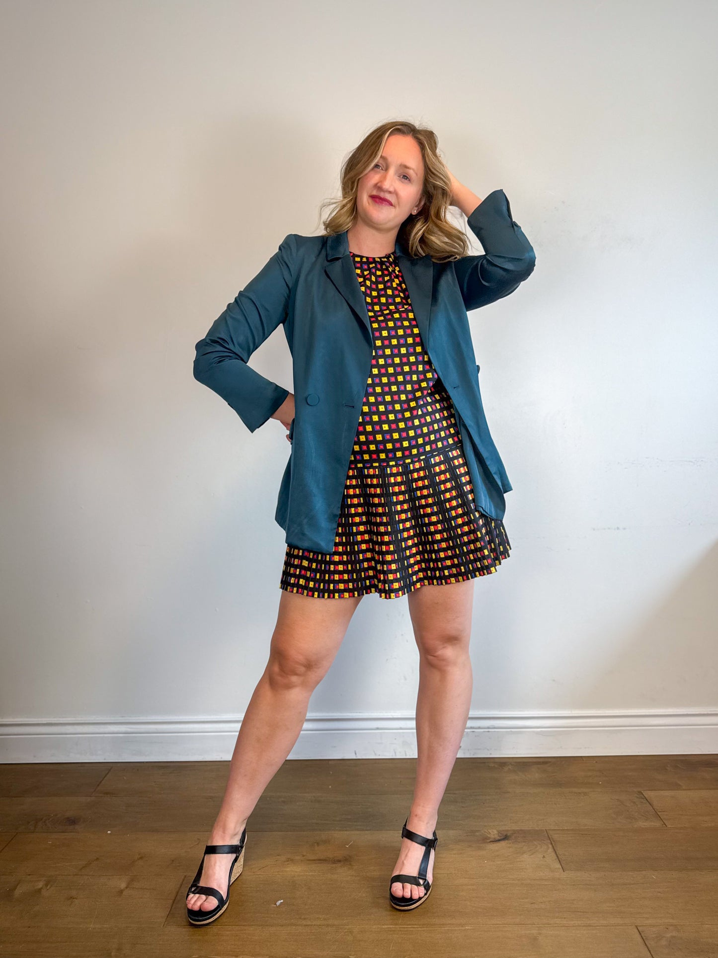Ever New Satin Blazer in Teal (Size M/L)