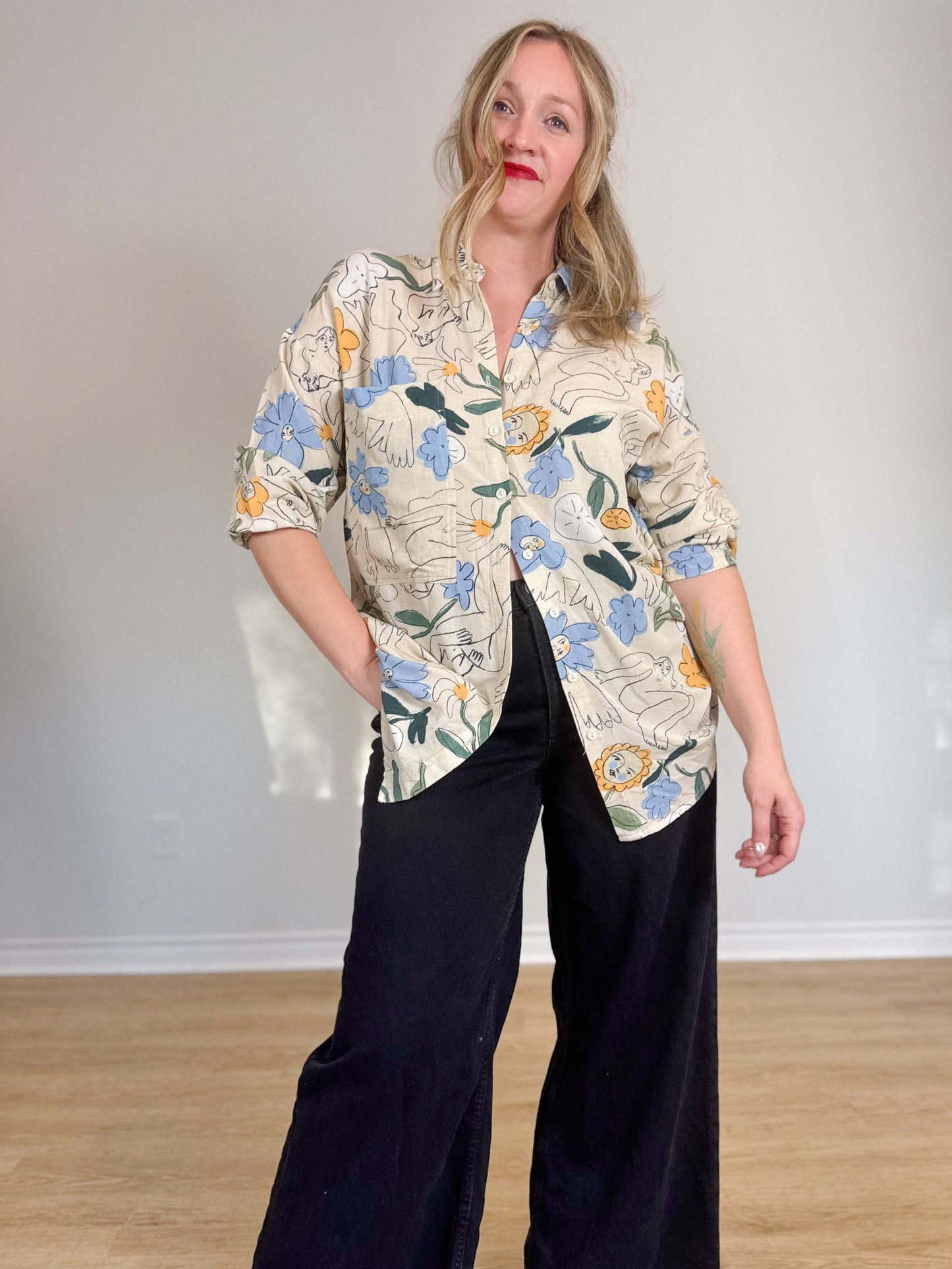 Eve Gravel Sustainable "Romy Shirt in Filles Fleurs" (Size M)