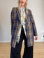 ICHI Plaid Coat in Navy/Brown (Size M/L)