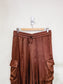 Rachel Zoe Satin Cargo Pants in Brown (Size L)