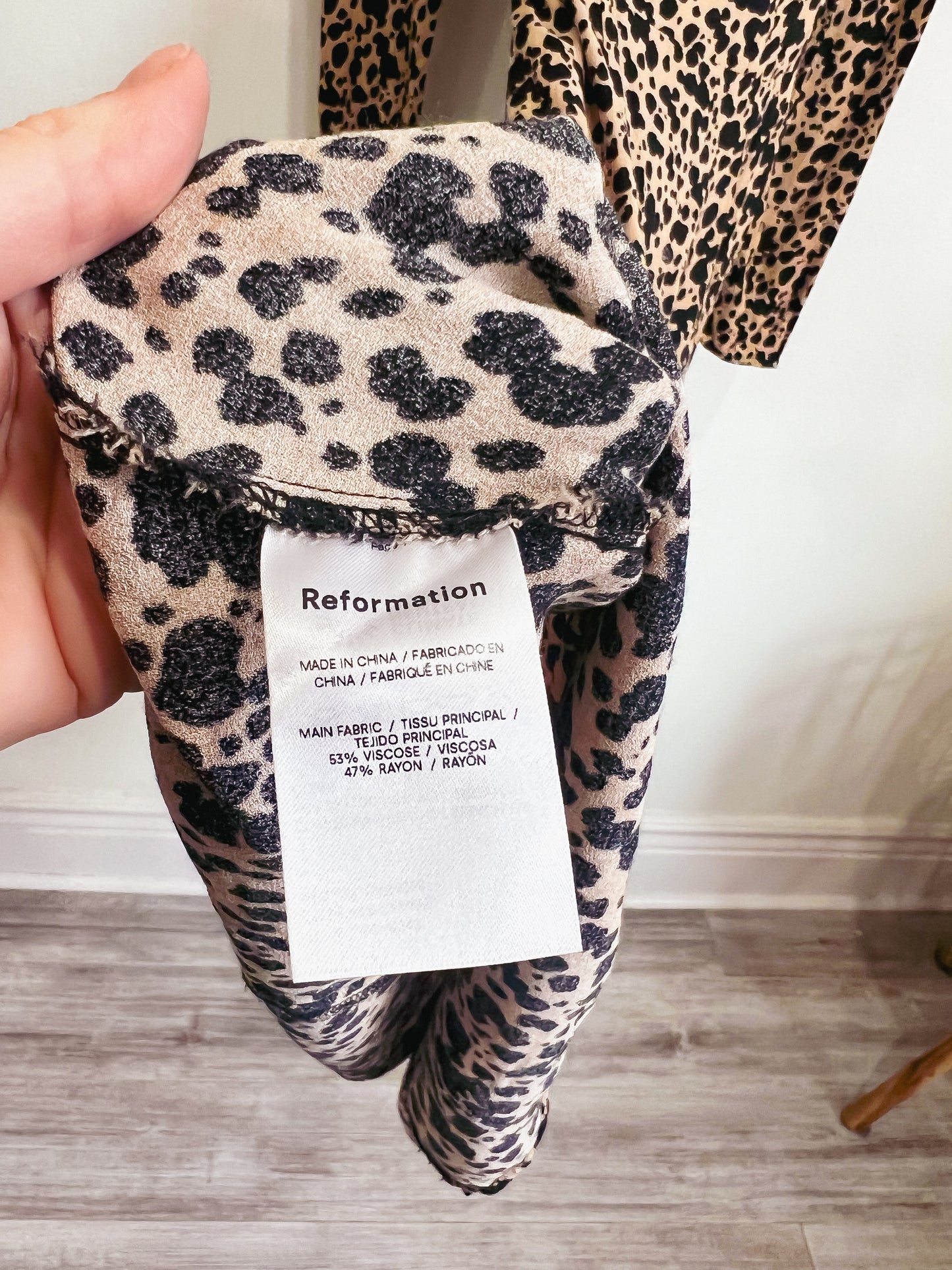 Reformation "Sigmund Dress in Leopard Print" (Size 4P)