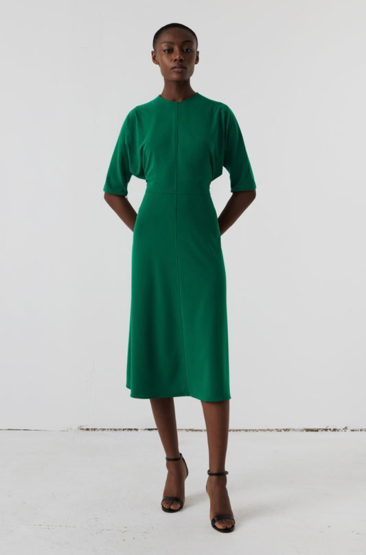 Judith & Charles Canadian  Designer Midi Dress in Kelly Green (Size M)