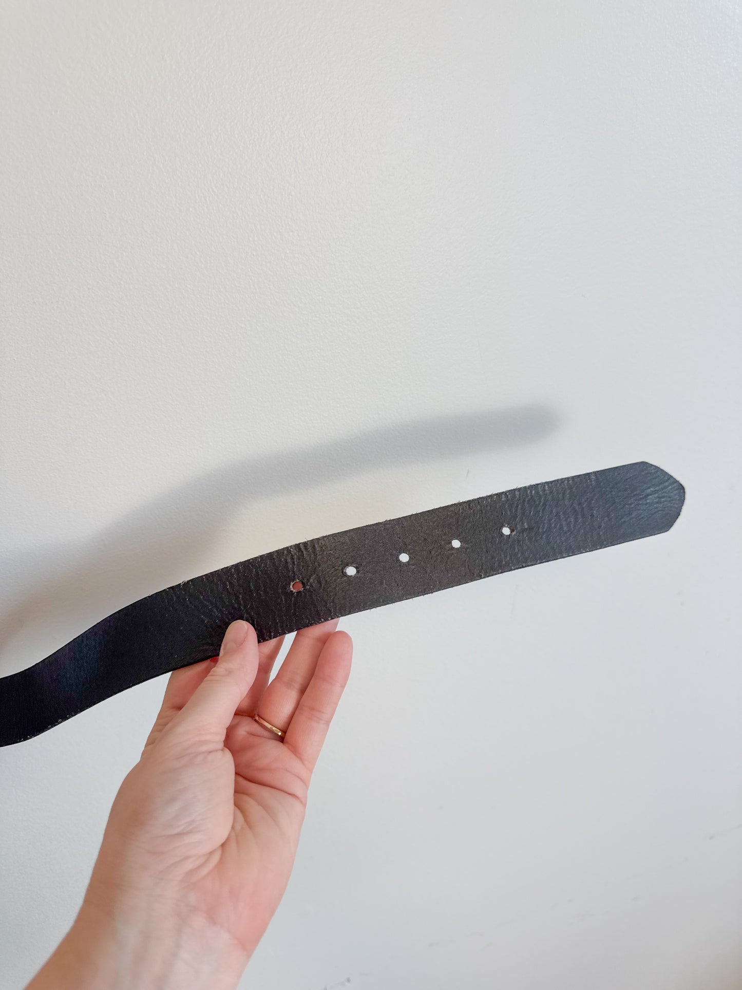 Black Leather Belt with Double Circle Buckle (Size M/L)