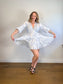 MAJE "Patterned Pleated Dress in Blue/White" NWT (Size M/L)