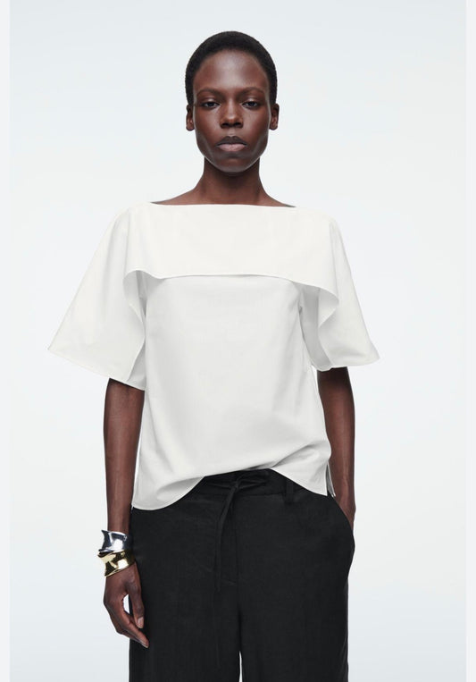 COS "Draped Cotton Top in White" (Size S)