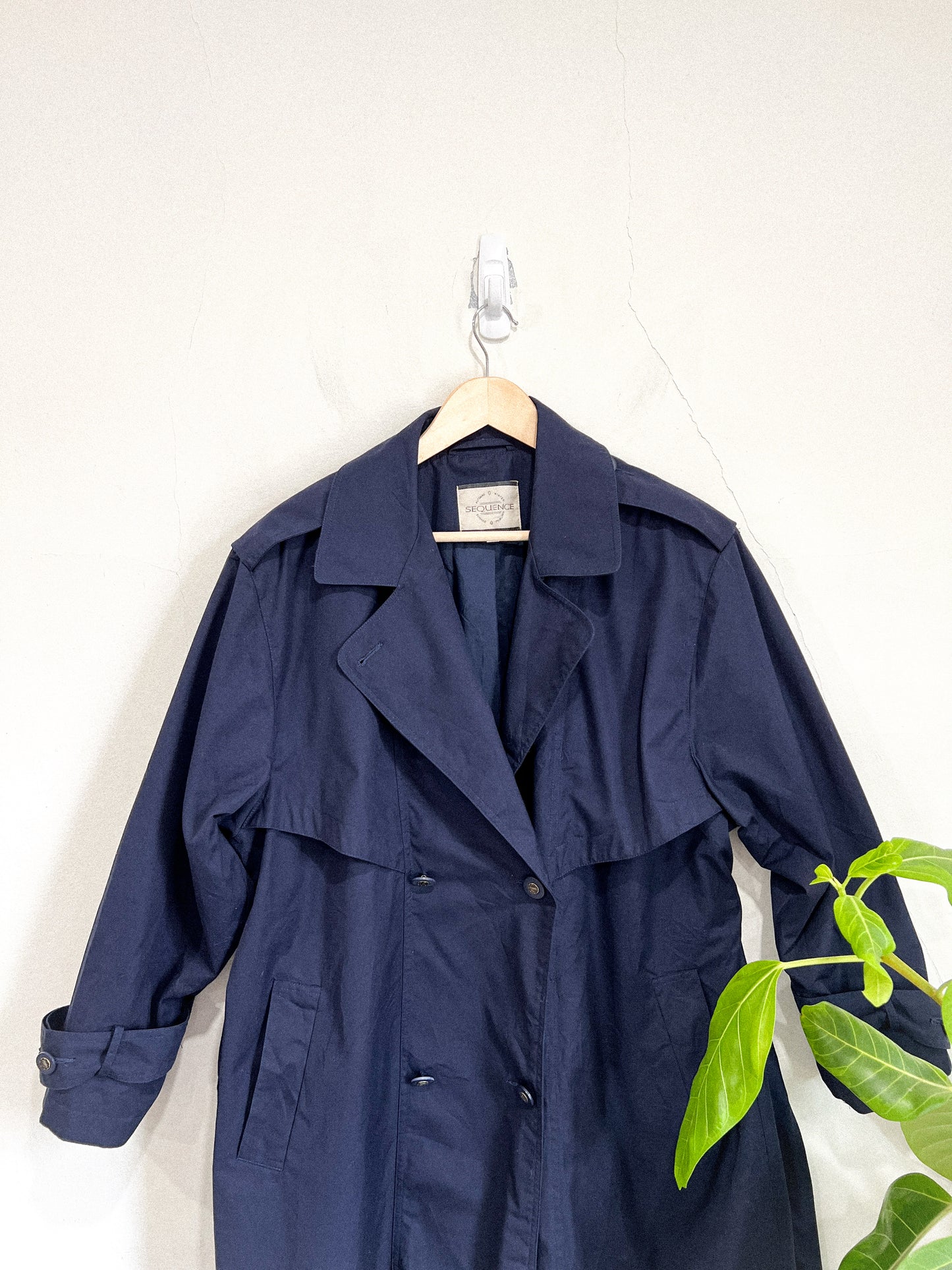 Vintage Navy Trench Coat (Size L)