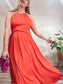 DKNY "Halterneck Twist-Front Dress" in Orange Coral (Size 10)