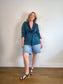 Ever New Satin Blazer in Teal (Size M/L)