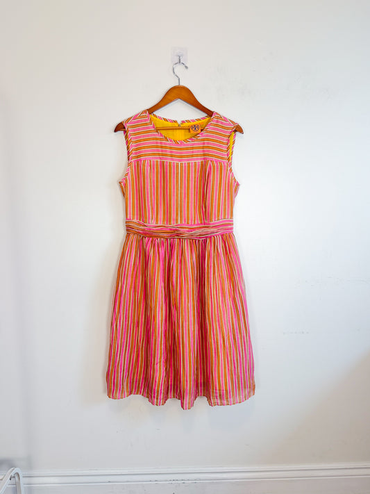 Tory Burch Linen & Silk striped Dress in Pink Stripe (Size M)